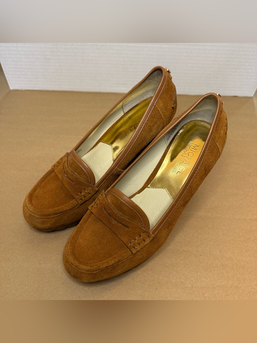 Michael Kors Chestnut Suede Penny Loafers
